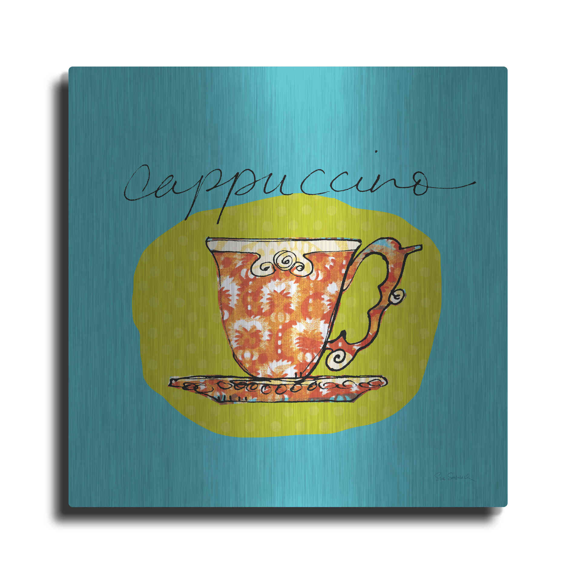 Luxe Metal Art 'Colorful Coffee Cappuccino No Border' by Sue Schlabach, Metal Wall Art