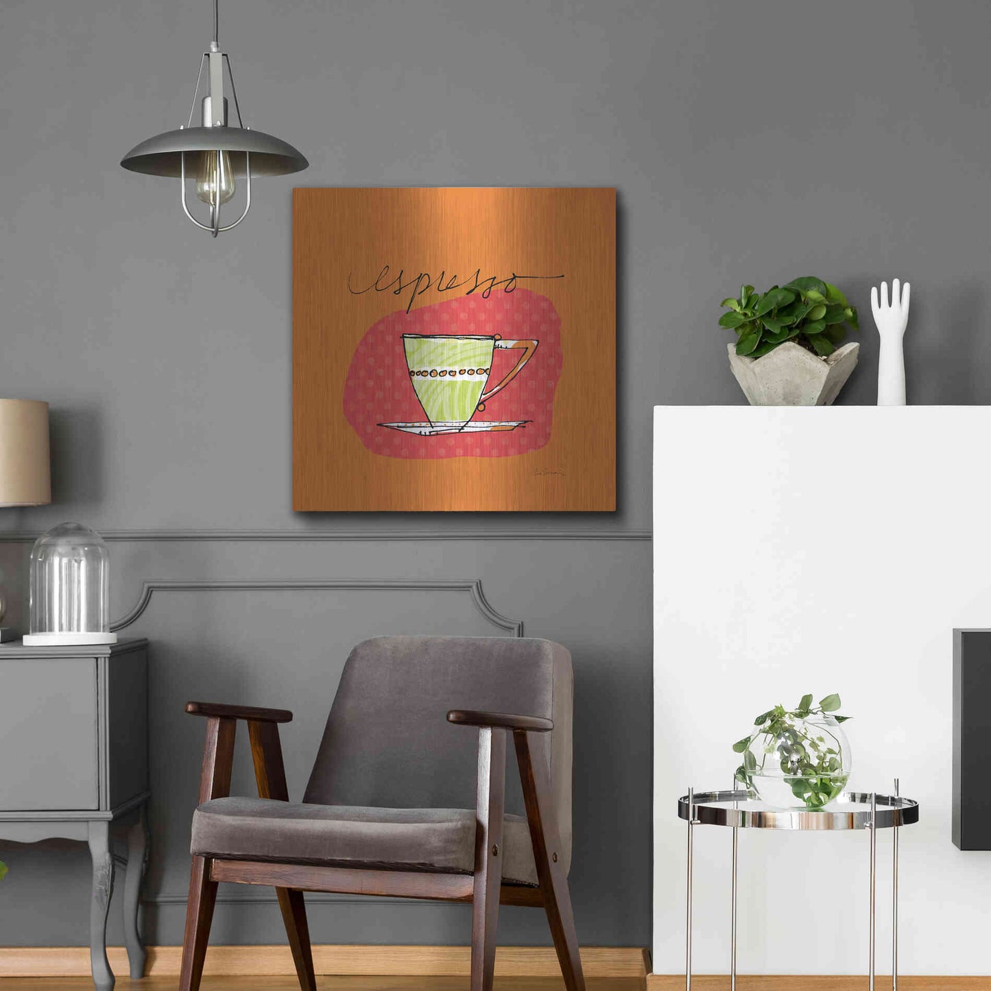 Luxe Metal Art 'Colorful Coffee Espresso No Border' by Sue Schlabach, Metal Wall Art,24x24