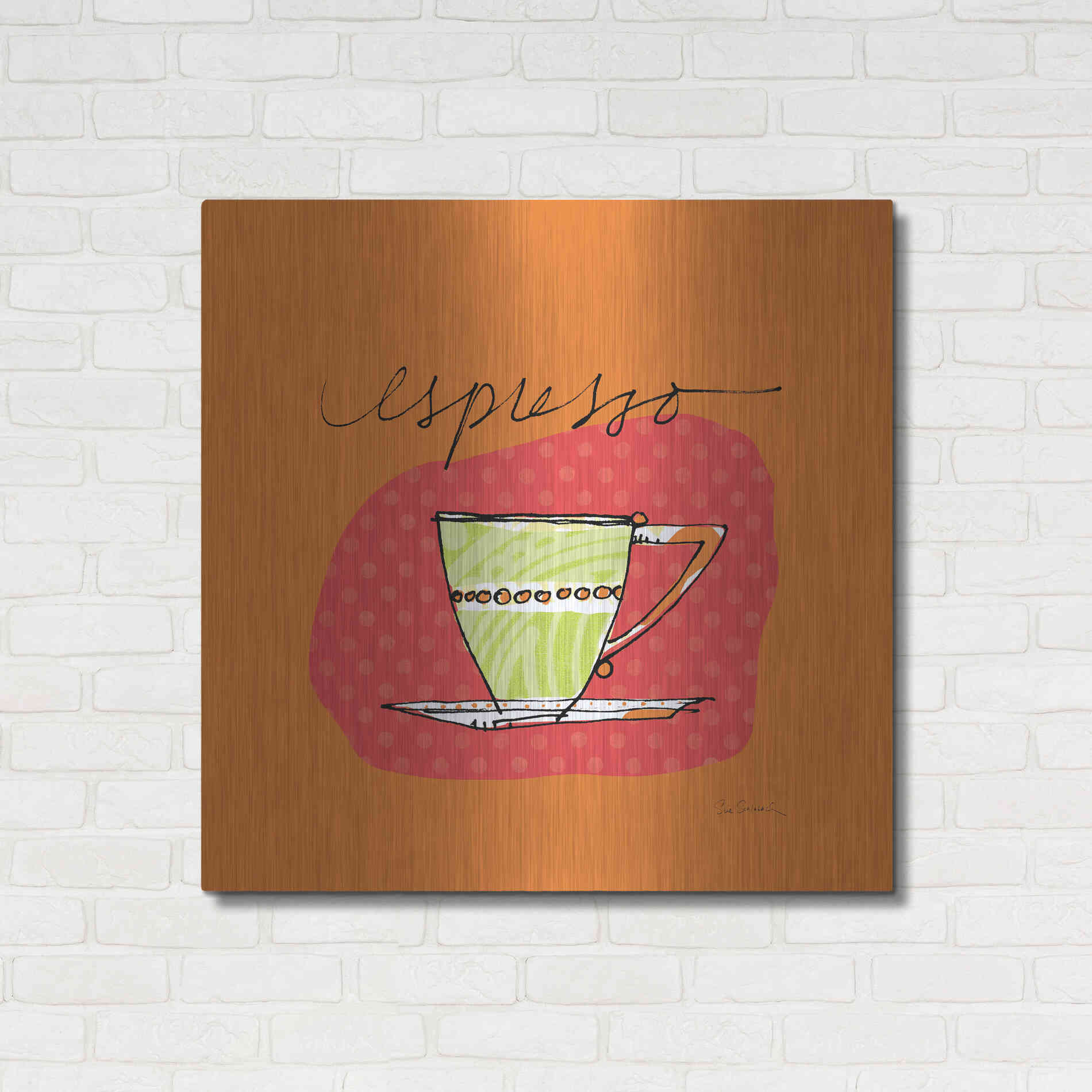 Luxe Metal Art 'Colorful Coffee Espresso No Border' by Sue Schlabach, Metal Wall Art,36x36