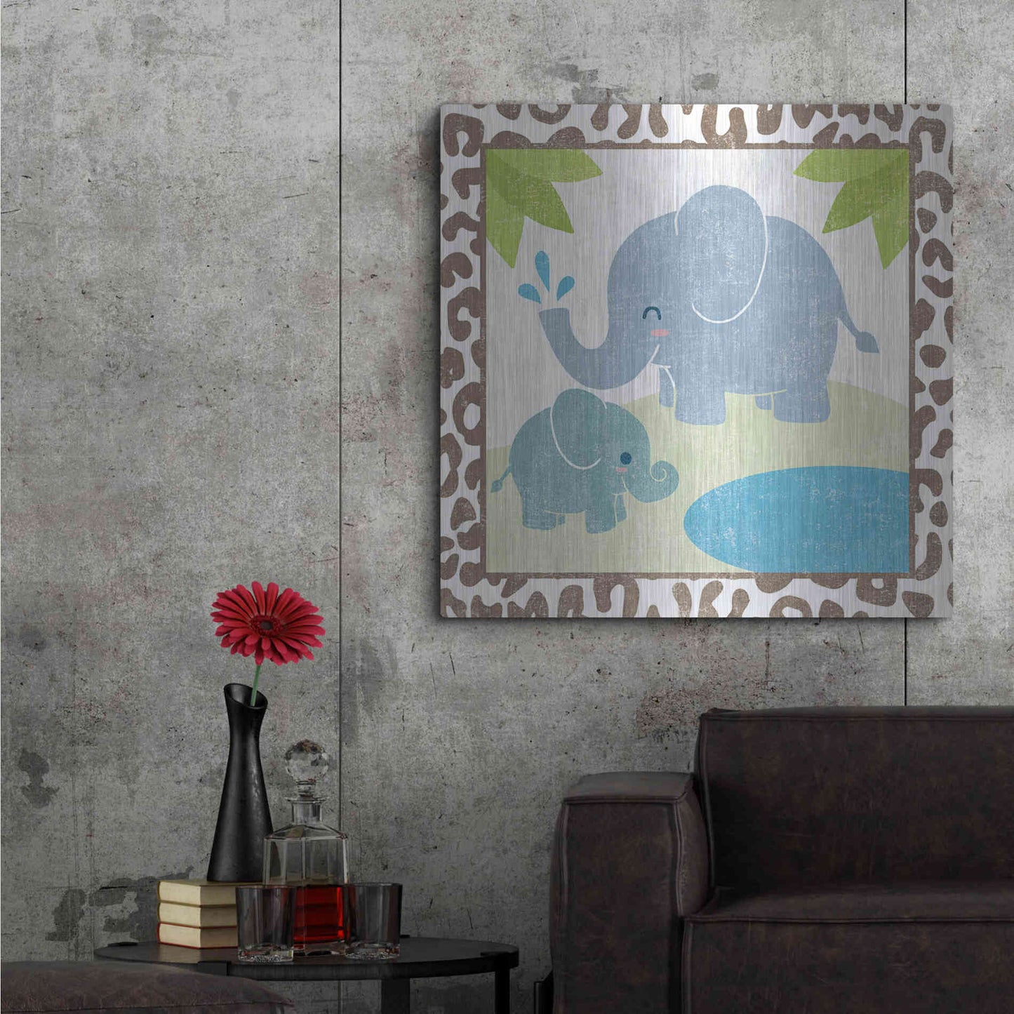 Luxe Metal Art 'Safari Fun Elephant' by Moira Hershey, Metal Wall Art,36x36