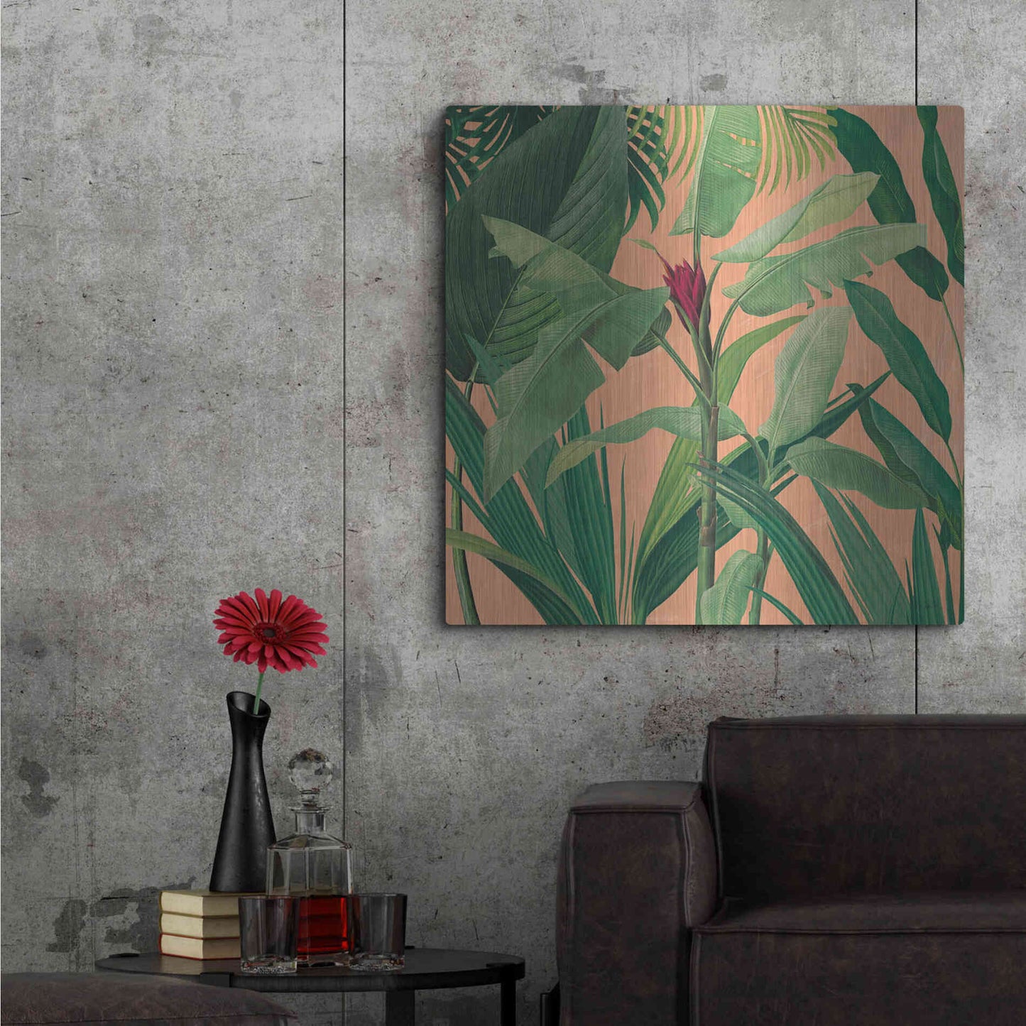 Luxe Metal Art 'Dramatic Tropical I Boho' by Sue Schlabach, Metal Wall Art,36x36