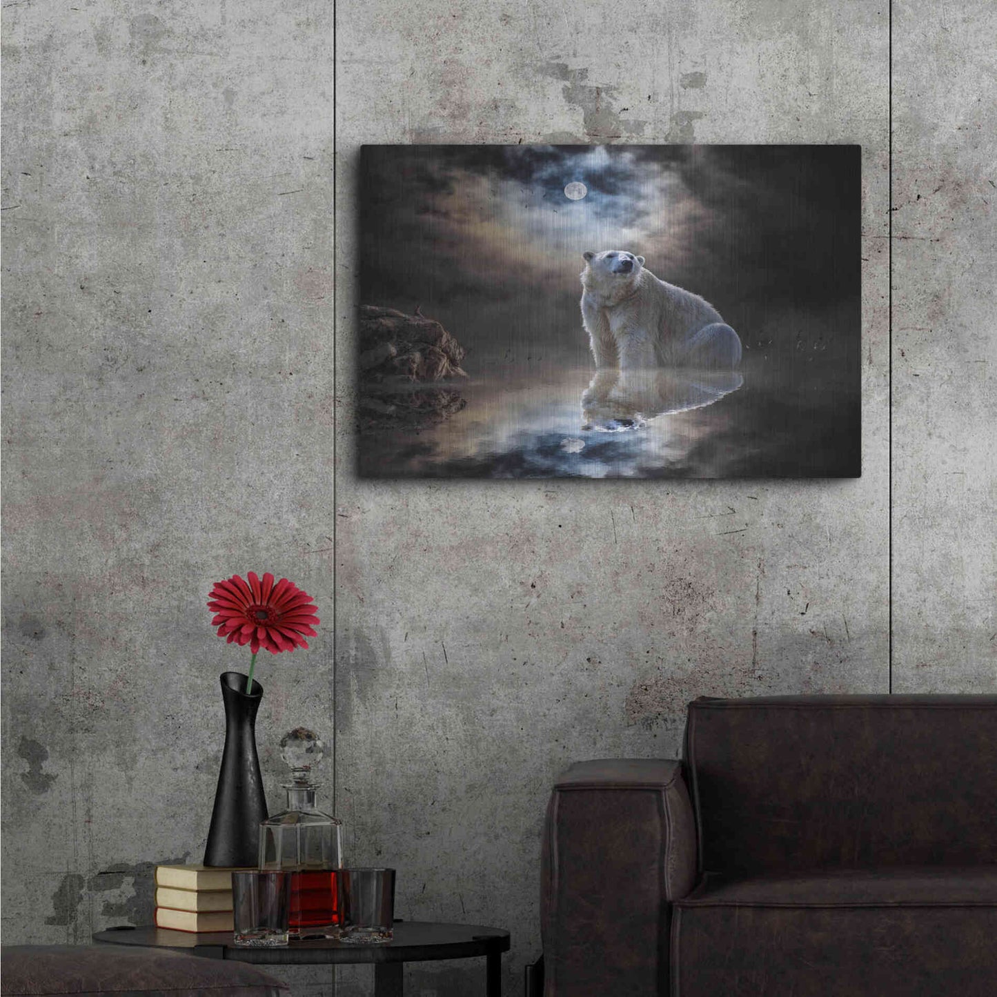 Luxe Metal Art 'Polar Bear Reflections' by Alan, Metal Wall Art,36x24