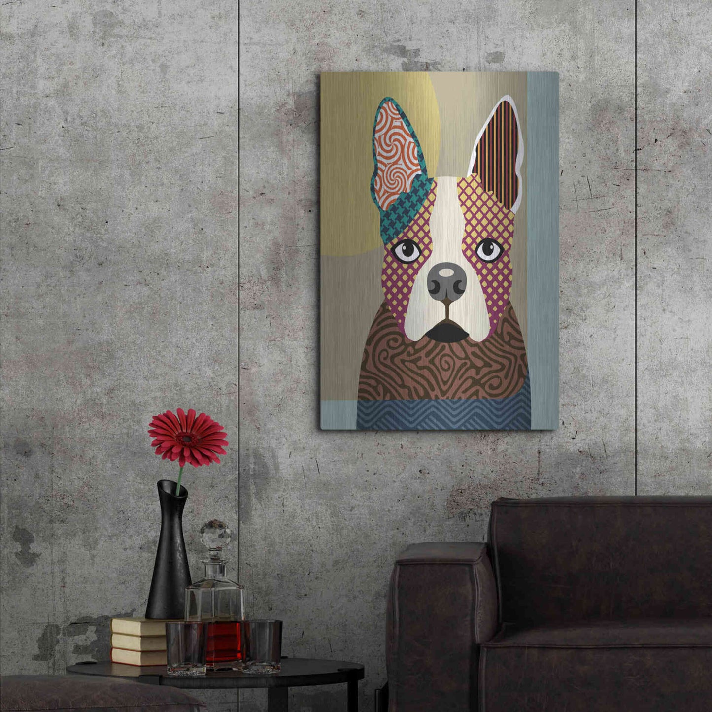 Luxe Metal Art 'Boston Terrier' by Lanre Adefioyue, Metal Wall Art,24x36