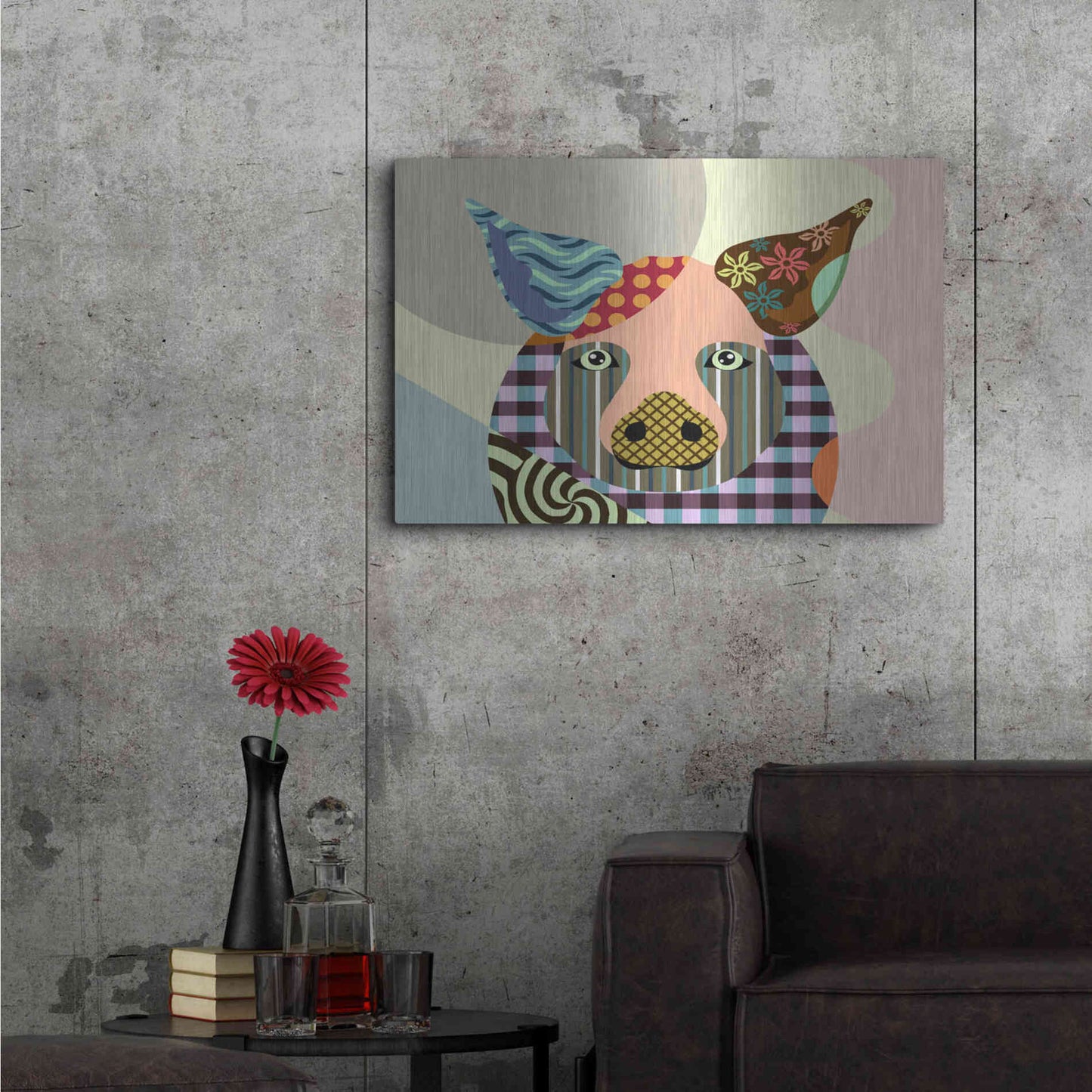 Luxe Metal Art 'Piggy' by Lanre Adefioyue, Metal Wall Art,36x24