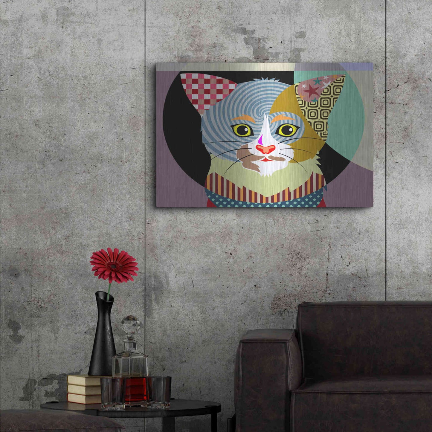 Luxe Metal Art 'Spectrum Cat' by Lanre Adefioyue, Metal Wall Art,36x24