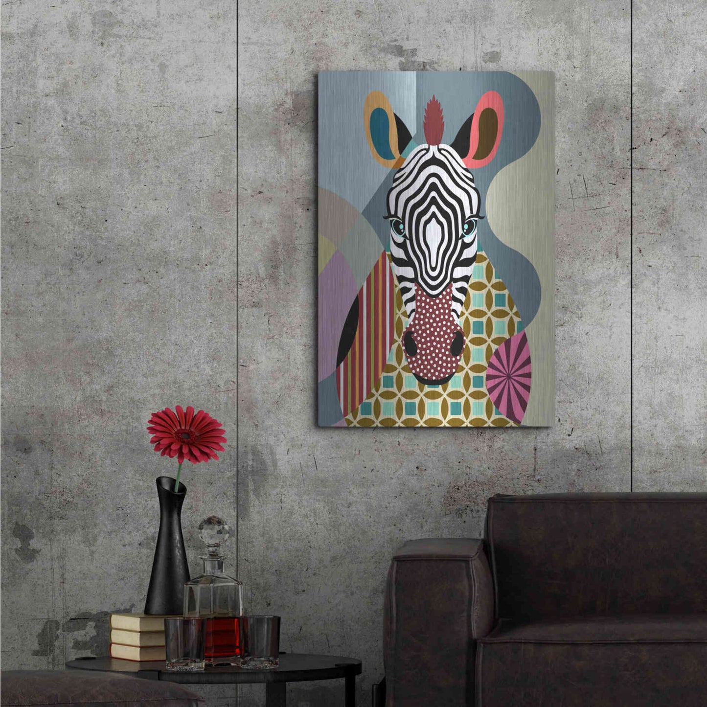 Luxe Metal Art 'Spectrum Zebra' by Lanre Adefioyue, Metal Wall Art,24x36