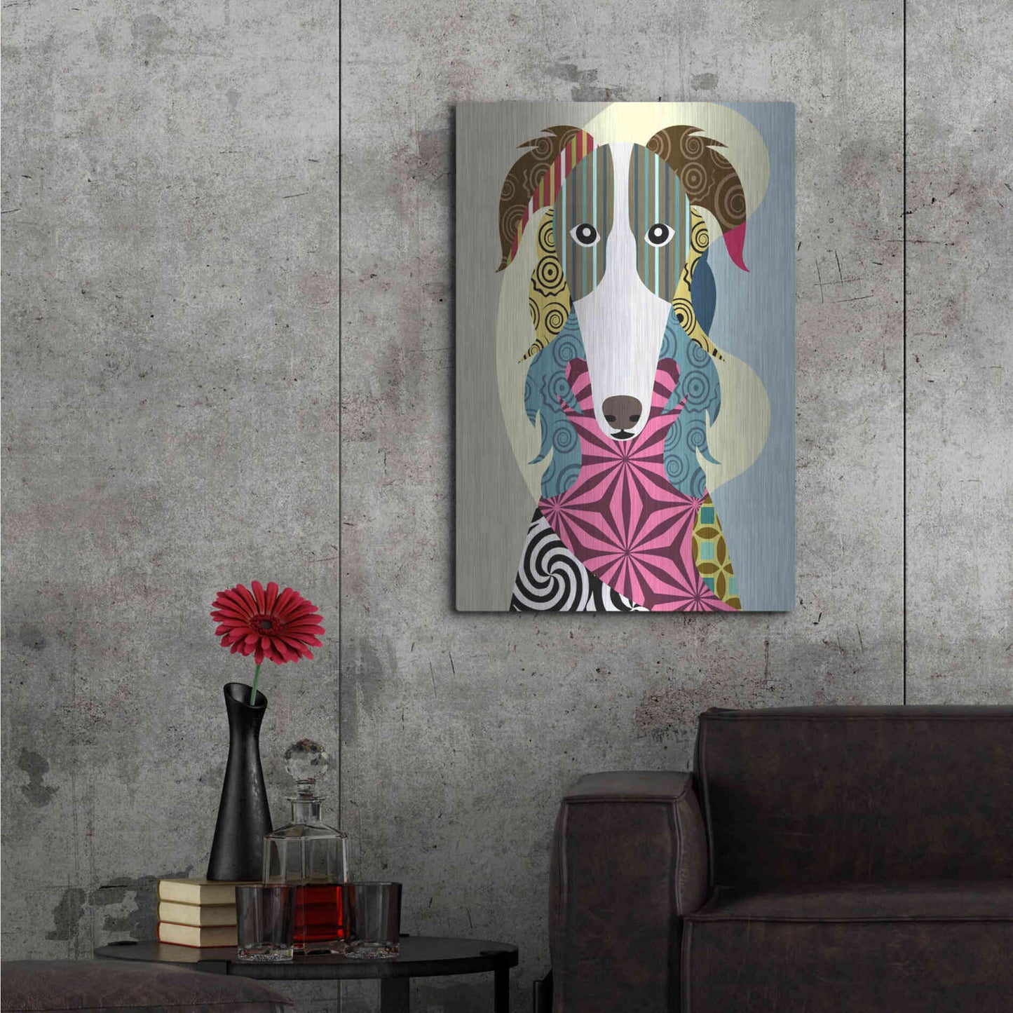 Luxe Metal Art 'Borzoi Russian Wolfhound' by Lanre Adefioyue, Metal Wall Art,24x36
