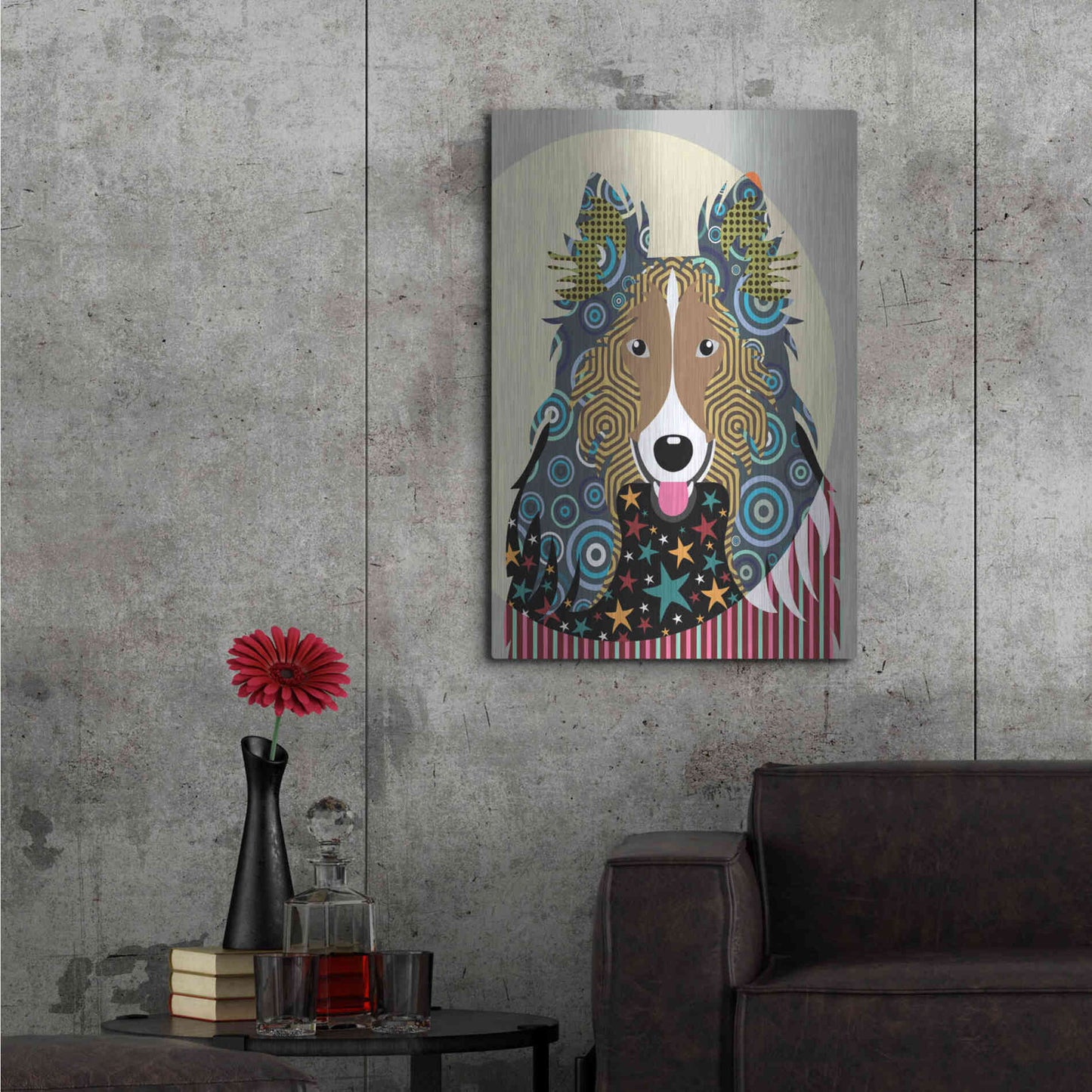 Luxe Metal Art 'Rough Collie' by Lanre Adefioyue, Metal Wall Art,24x36