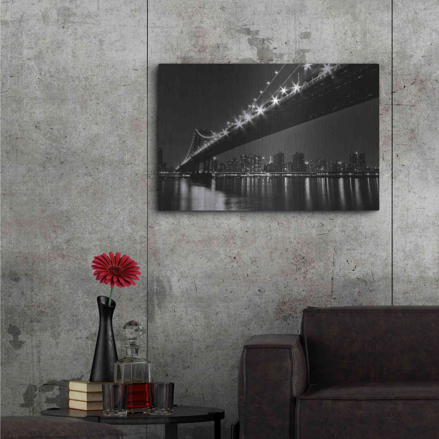 Luxe Metal Art 'Manhattan Bridge' by Katherine Gendreau, Metal Wall Art,36x24