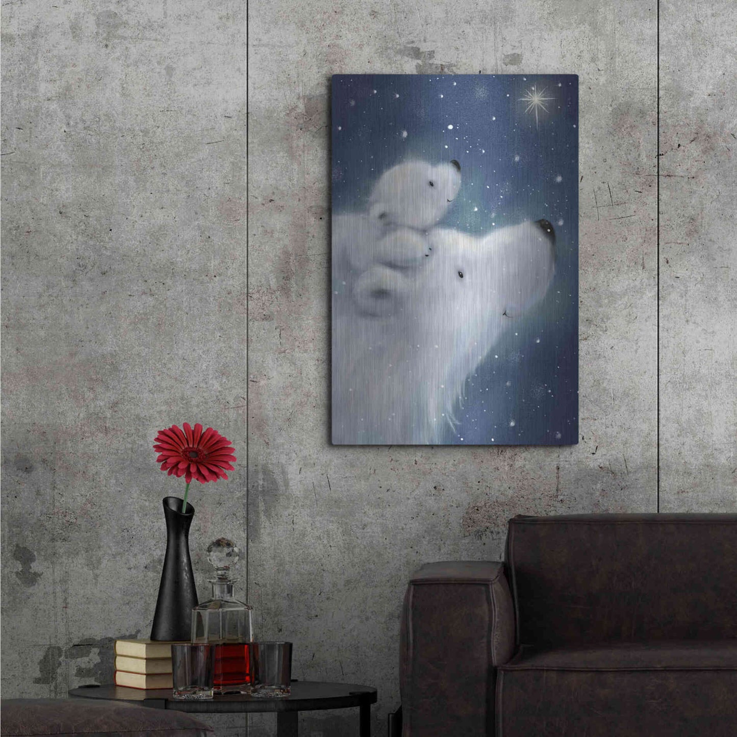 Luxe Metal Art 'Polar Bear And Cub 2' by Makiko, Metal Wall Art,24x36