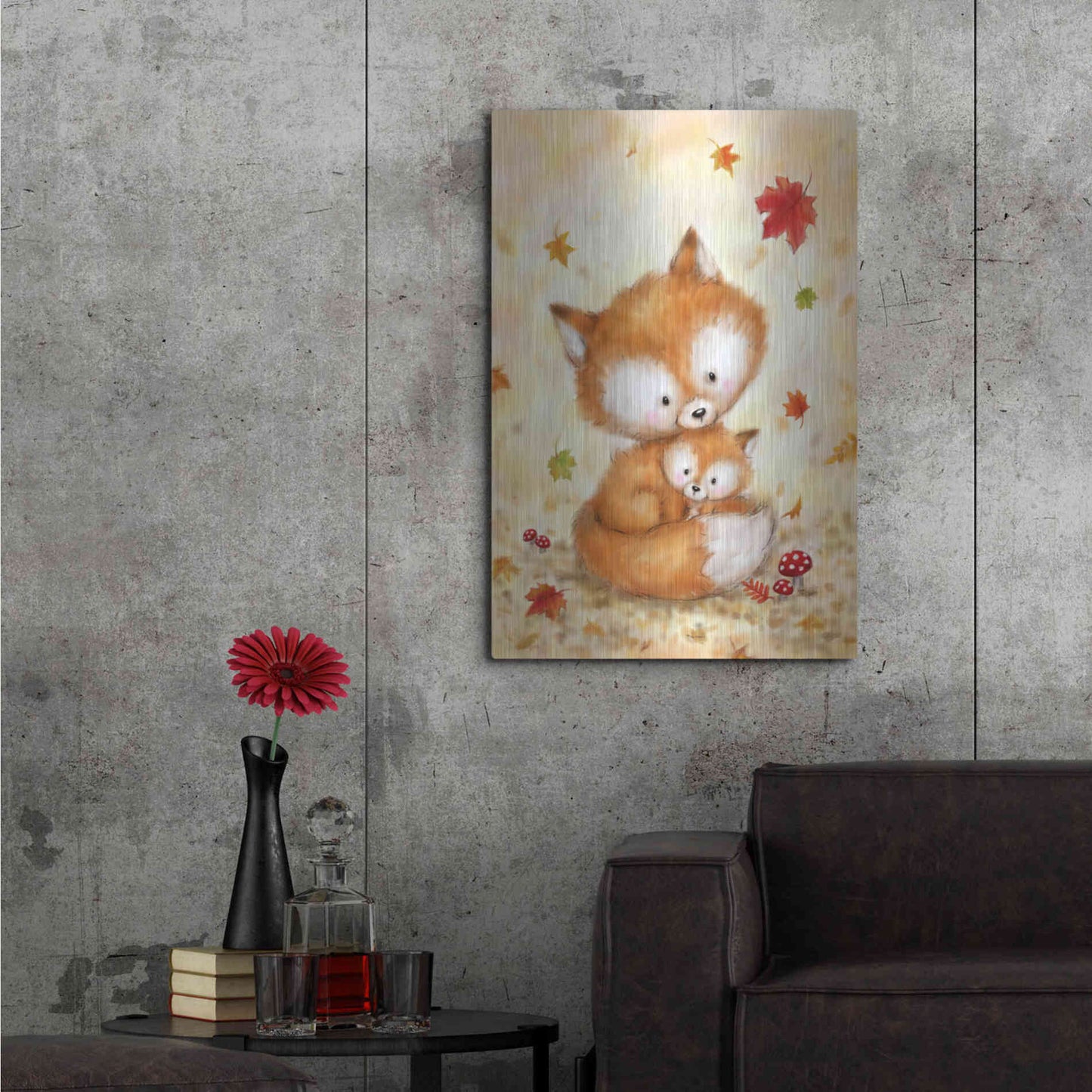 Luxe Metal Art 'Fox 2' by Makiko, Metal Wall Art,24x36
