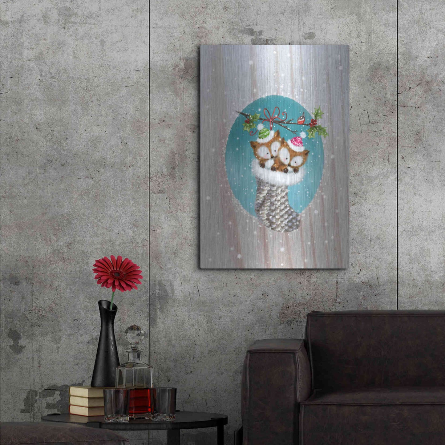 Luxe Metal Art 'Two Fox 2' by Makiko, Metal Wall Art,24x36