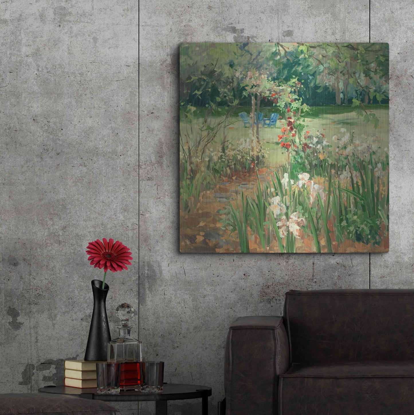 Luxe Metal Art 'Iris Garden' by Allayn Stevens, Metal Wall Art,36x36