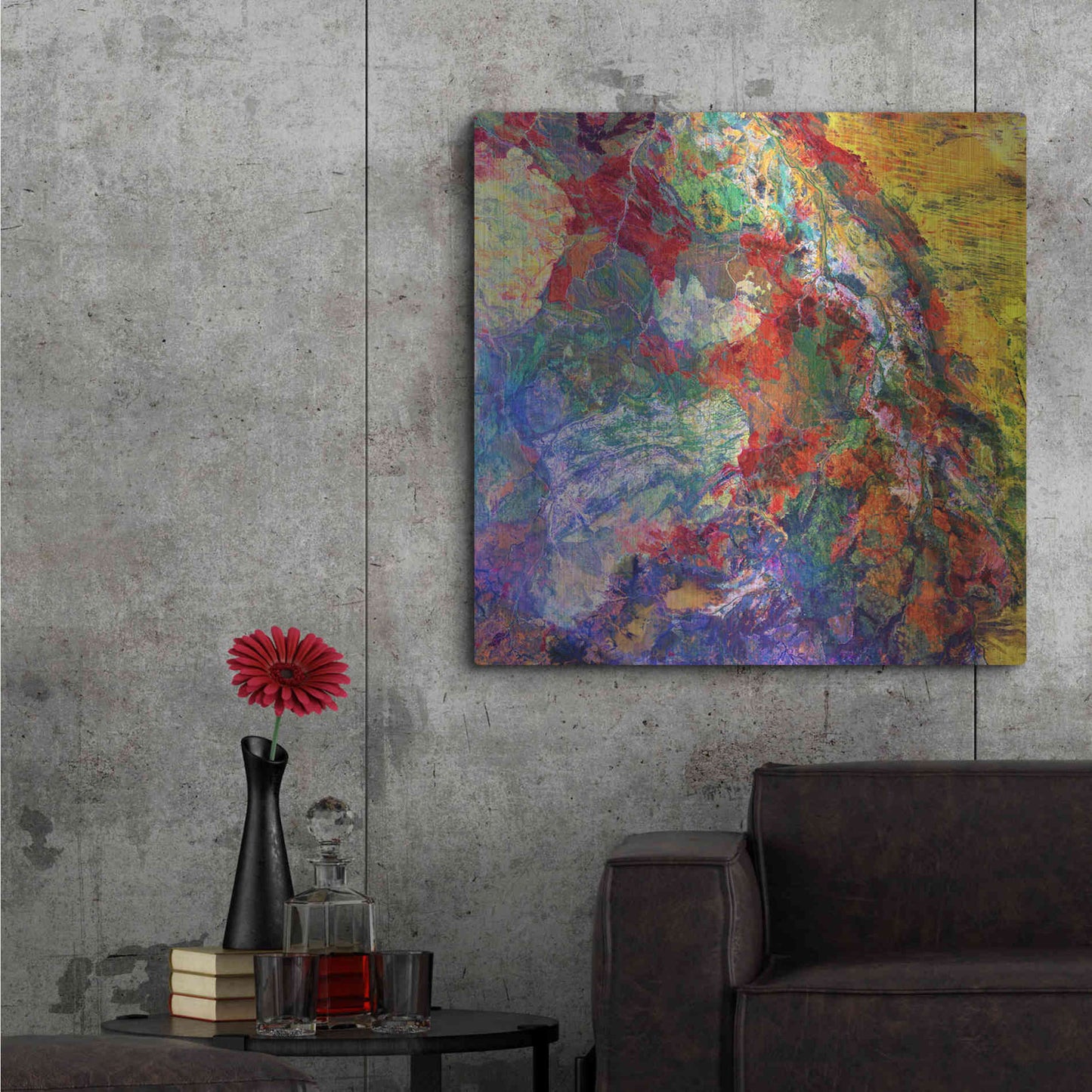 Luxe Metal Art 'Earth As Art: Melted Colors' Metal Wall Art,36x36