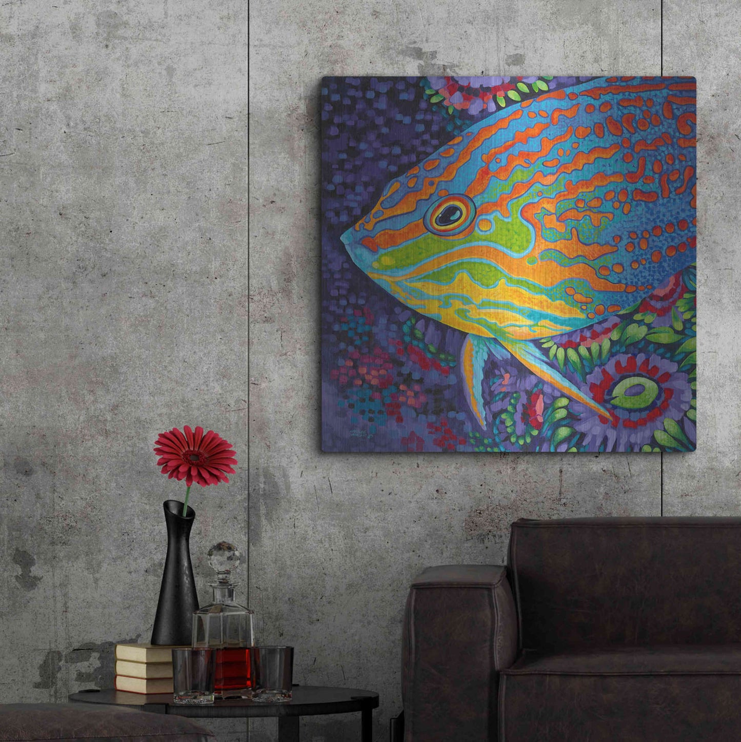 Luxe Metal Art 'Brilliant Tropical Fish I' by Carolee Vitaletti Metal Wall Art,36x36