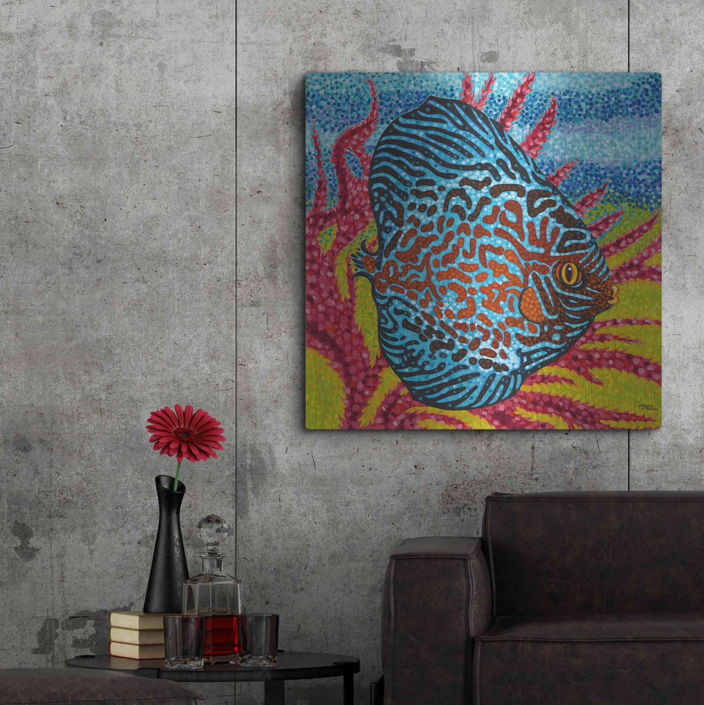 Luxe Metal Art 'Brilliant Tropical Fish II' by Carolee Vitaletti Metal Wall Art,36x36