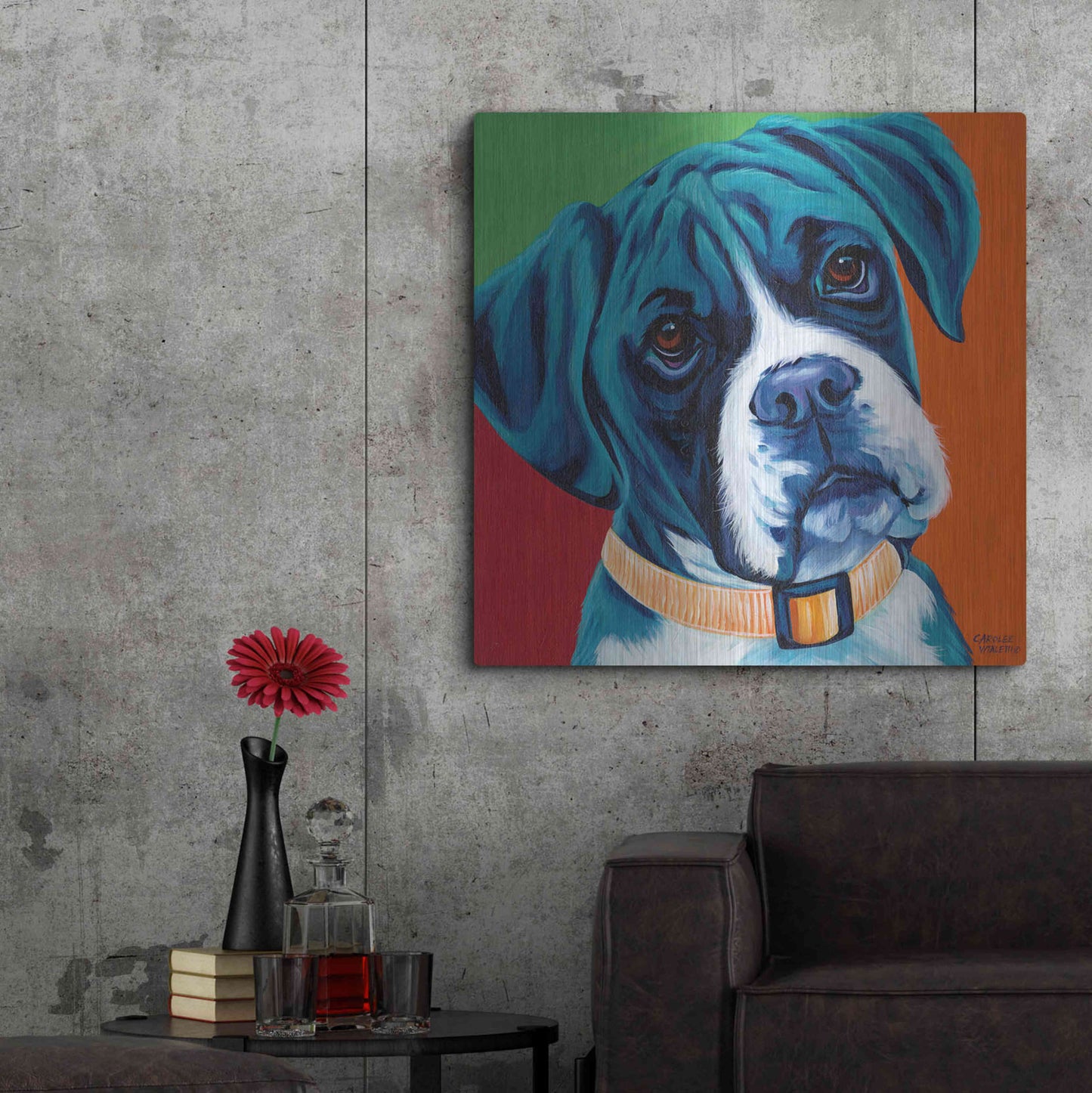 Luxe Metal Art 'Cute Pups I' by Carolee Vitaletti Metal Wall Art,36x36