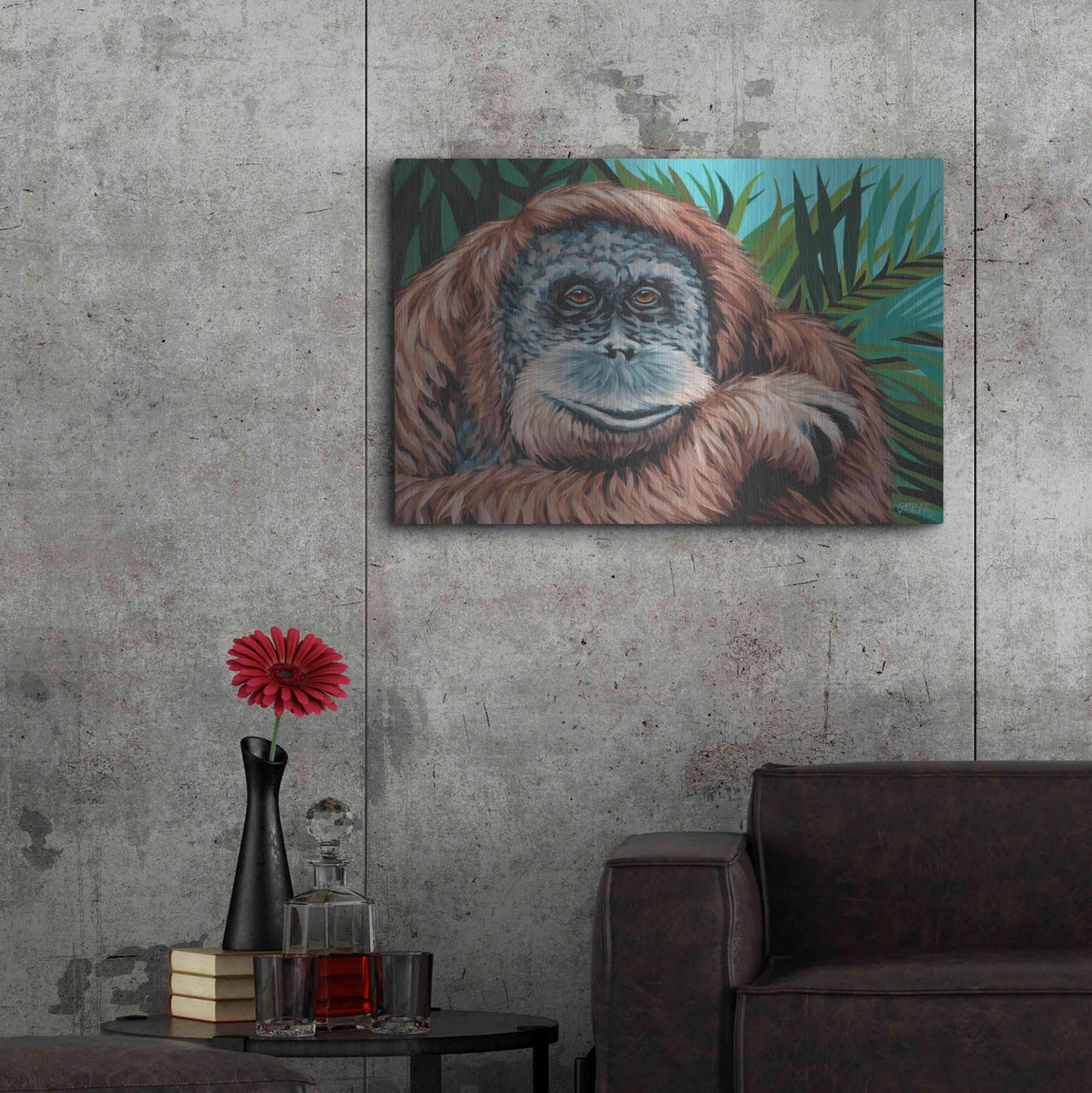 Luxe Metal Art 'Jungle Monkey I' by Carolee Vitaletti Metal Wall Art,36x24
