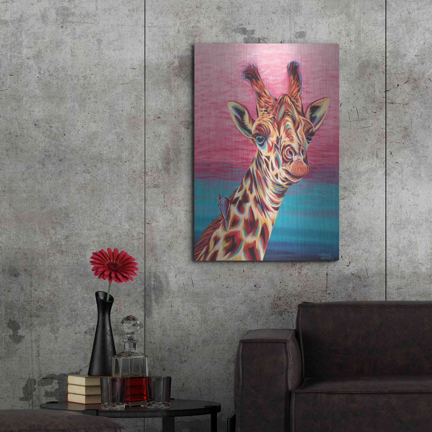 Luxe Metal Art 'Sky High Giraffe I' by Carolee Vitaletti Metal Wall Art,24x36
