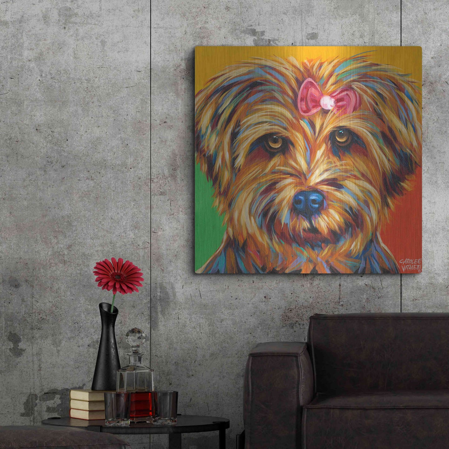 Luxe Metal Art 'Sweet Yorkie I' by Carolee Vitaletti Metal Wall Art,36x36