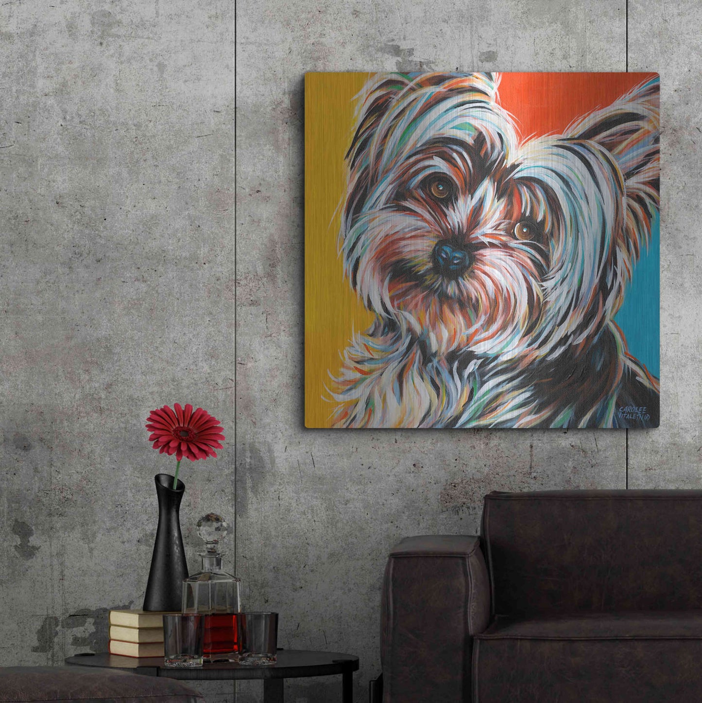 Luxe Metal Art 'Sweet Yorkie II' by Carolee Vitaletti Metal Wall Art,36x36