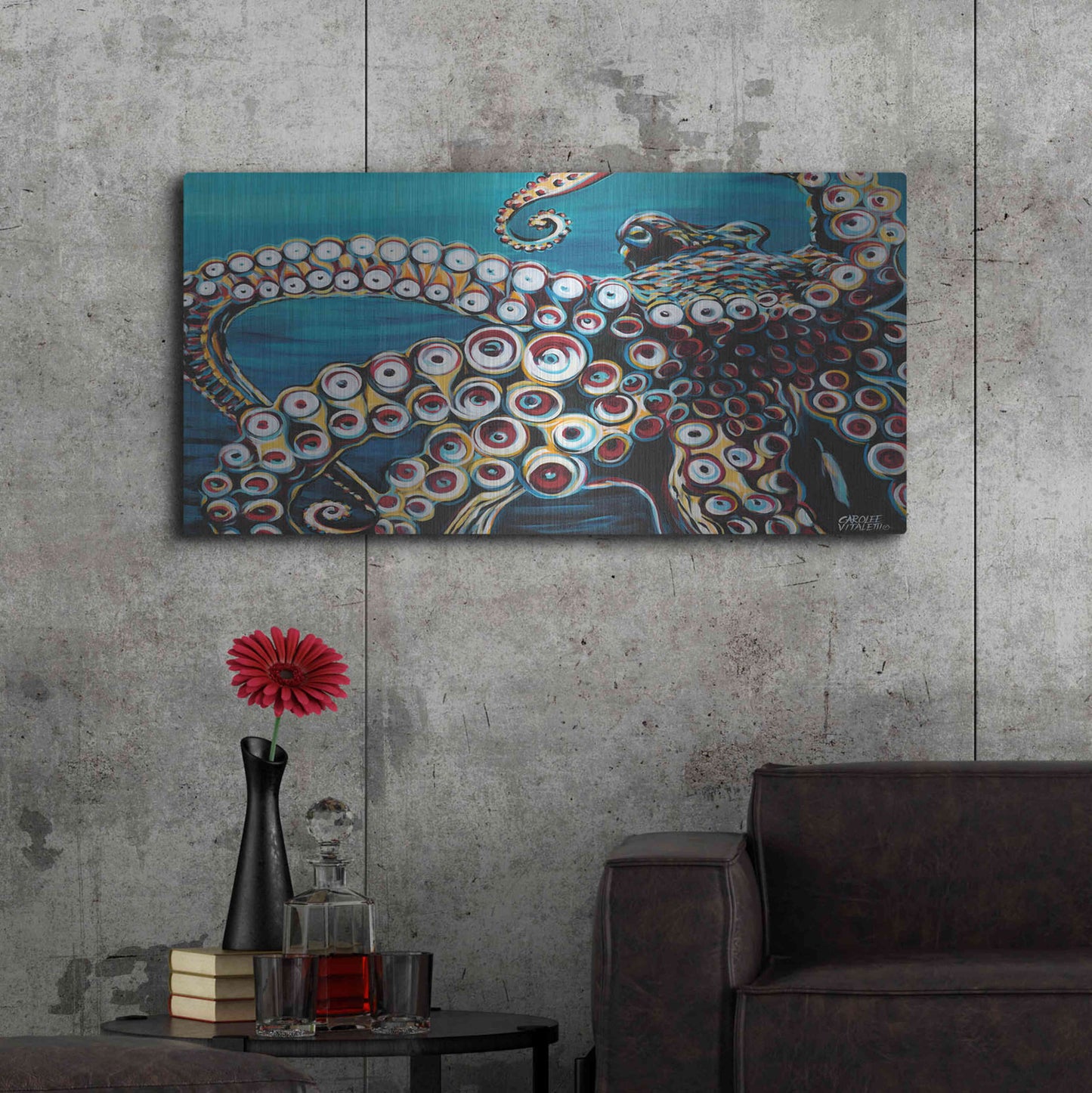 Luxe Metal Art 'Wild Octopus I' by Carolee Vitaletti Metal Wall Art,48x24