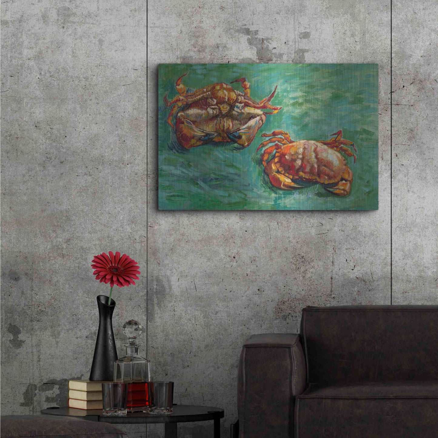 Luxe Metal Art 'Two Crabs' by Vincent Van Gogh, Metal Wall Art,36x24