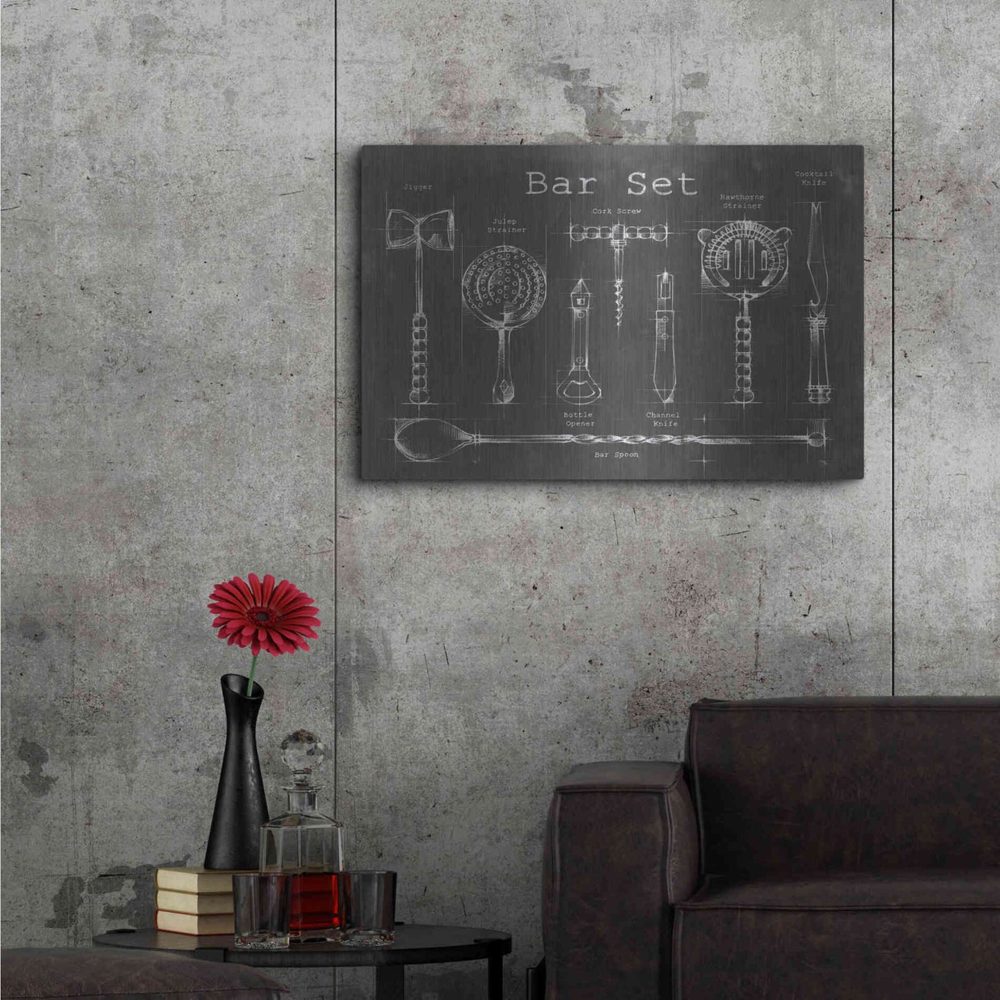 Luxe Metal Art 'Bar Set' by Ethan Harper Metal Wall Art,36x24