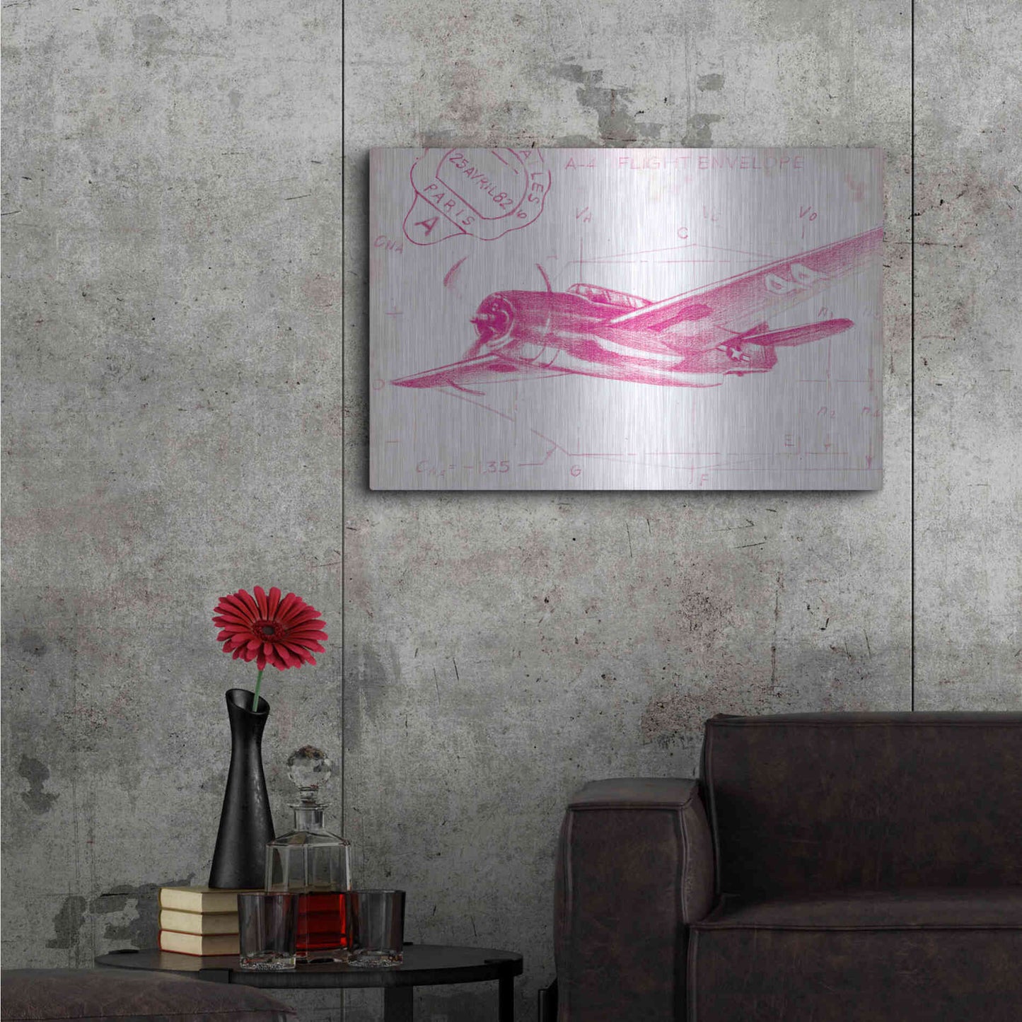 Luxe Metal Art 'Flight Schematic II in Pink' by Ethan Harper Metal Wall Art,36x24