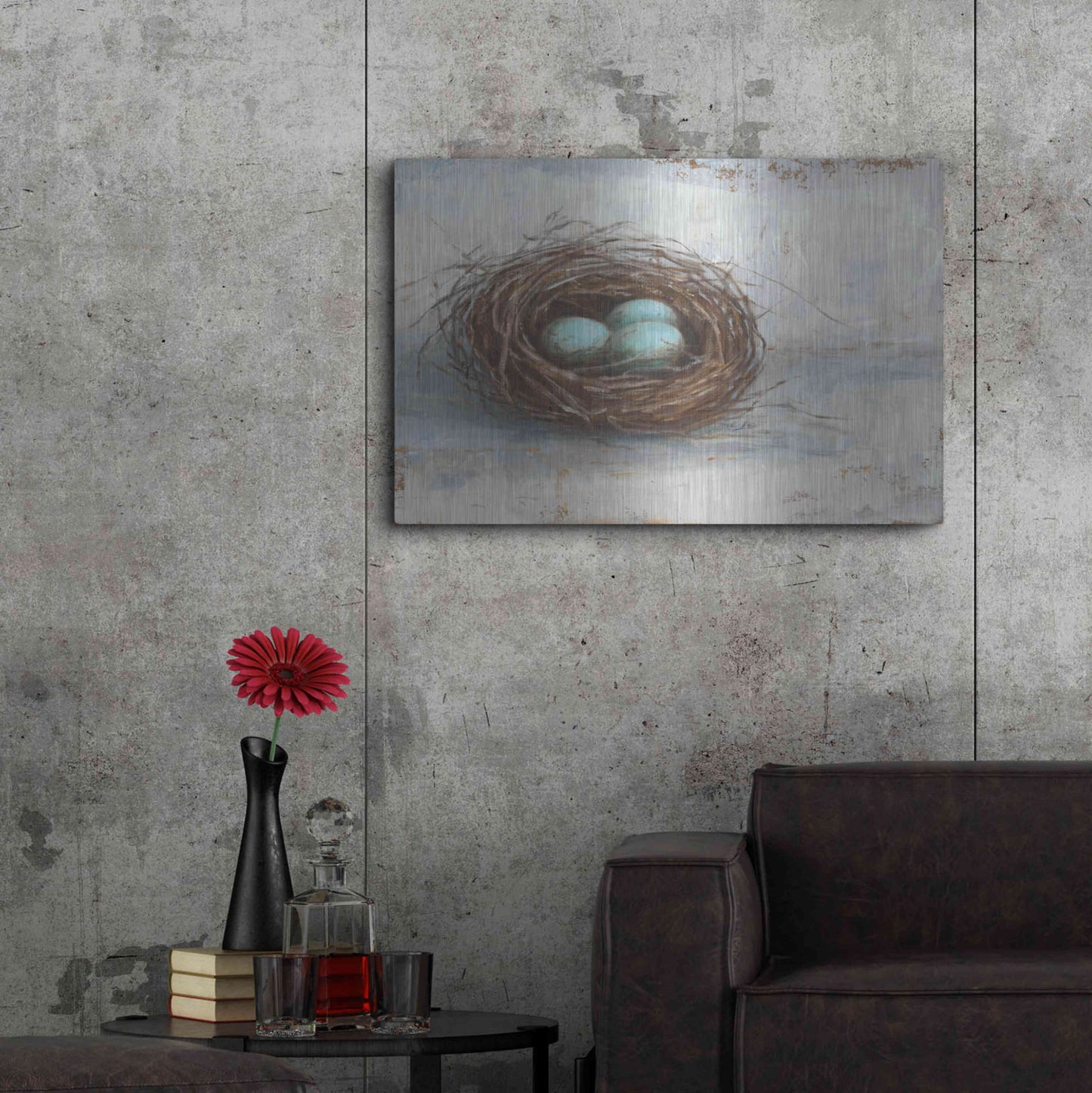 Luxe Metal Art 'Rustic Bird Nest I' by Ethan Harper Metal Wall Art,36x24