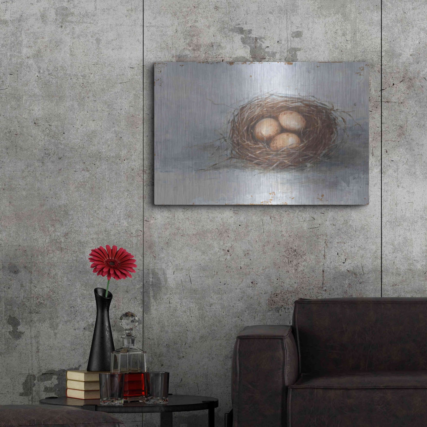 Luxe Metal Art 'Rustic Bird Nest II' by Ethan Harper Metal Wall Art,36x24