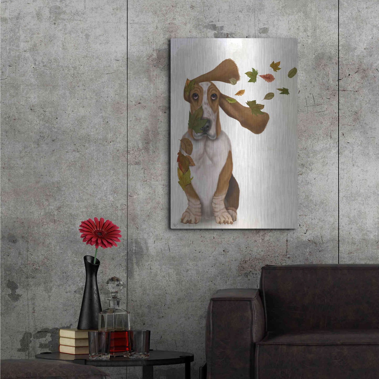 Luxe Metal Art 'Basset Hound Windswept and Interesting' by Fab Funky Metal Wall Art,24x36