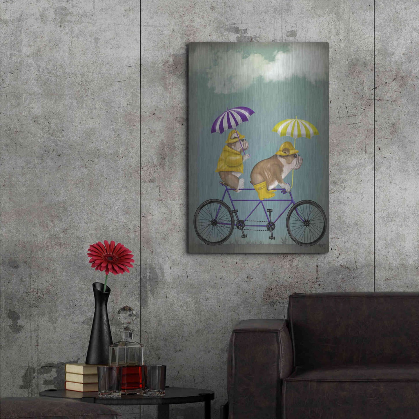 Luxe Metal Art 'English Bulldog Tandem' by Fab Funky Metal Wall Art,24x36