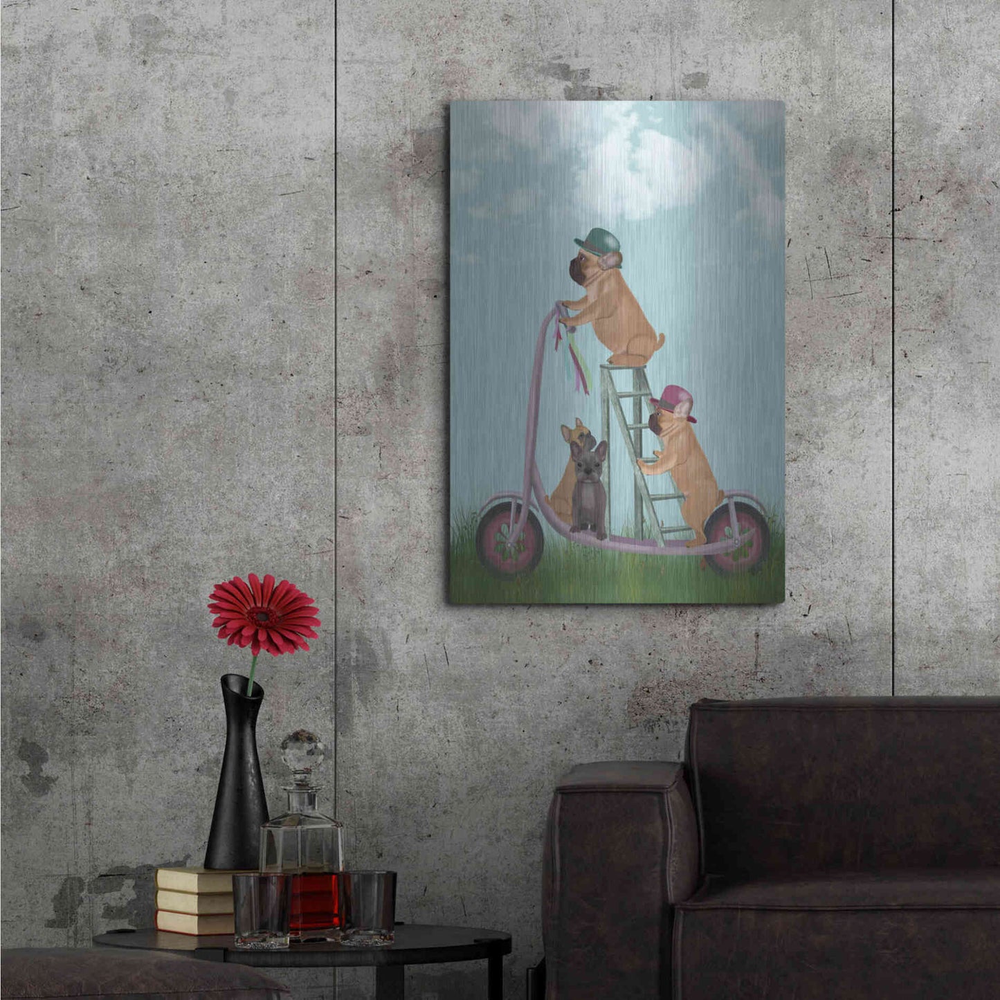 Luxe Metal Art 'French Bulldog Scooter' by Fab Funky Metal Wall Art,24x36