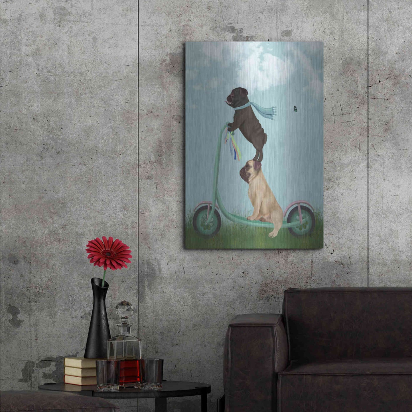 Luxe Metal Art 'Pug Scooter' by Fab Funky Metal Wall Art,24x36