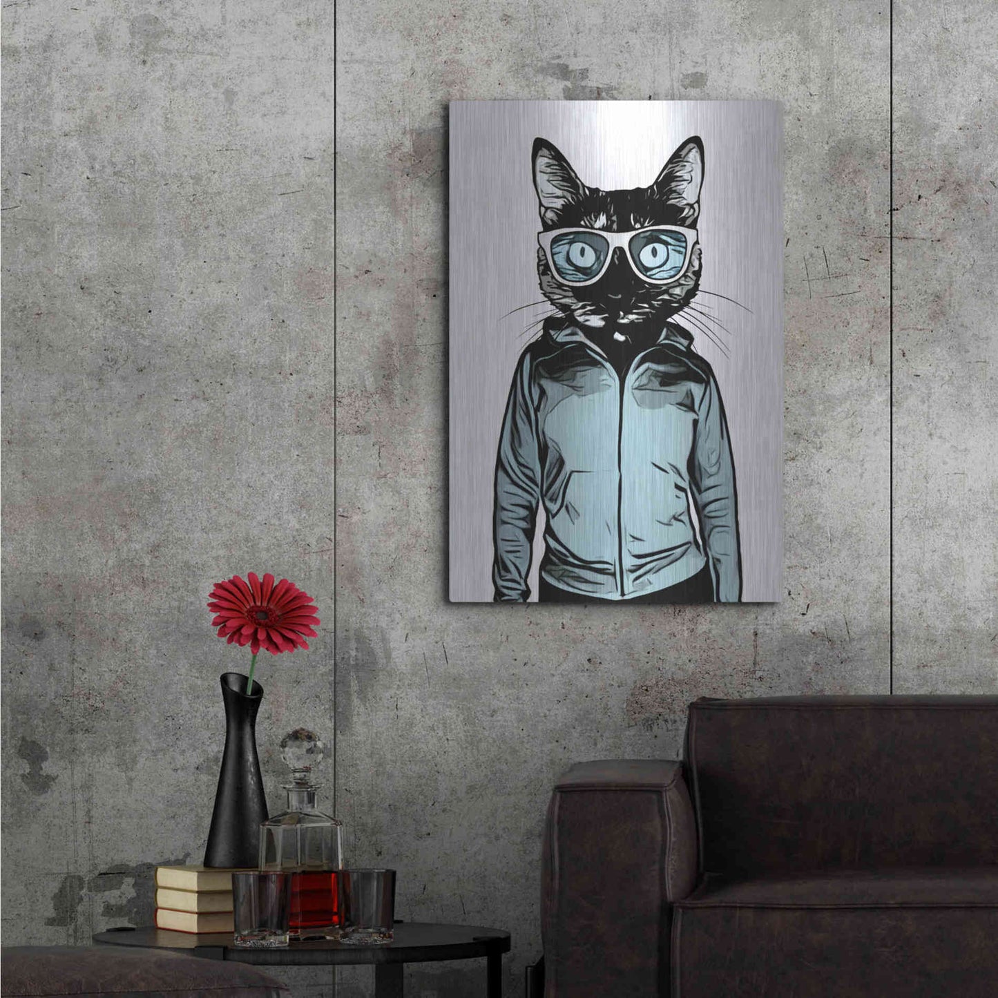 Luxe Metal Art 'Cool Cat' by Nicklas Gustafsson, Metal Wall Art,24x36