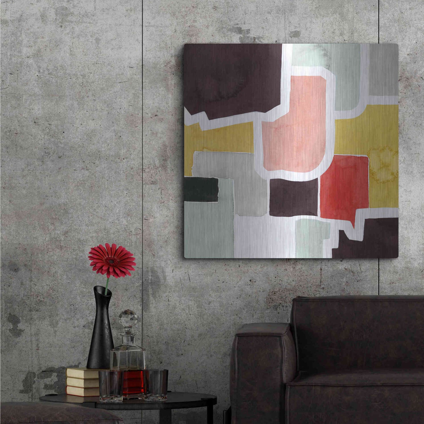 Luxe Metal Art 'Color Blocking IV' by Grace Popp Metal Wall Art,36x36