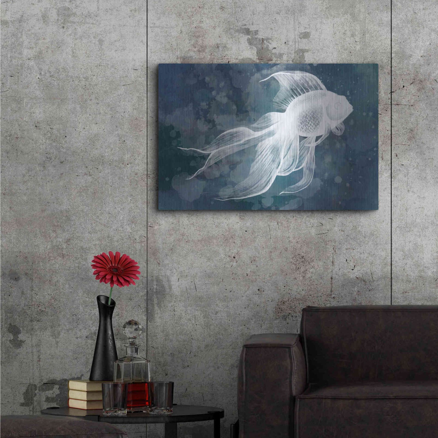 Luxe Metal Art 'Indigo Fish II' by Grace Popp Metal Wall Art,36x24