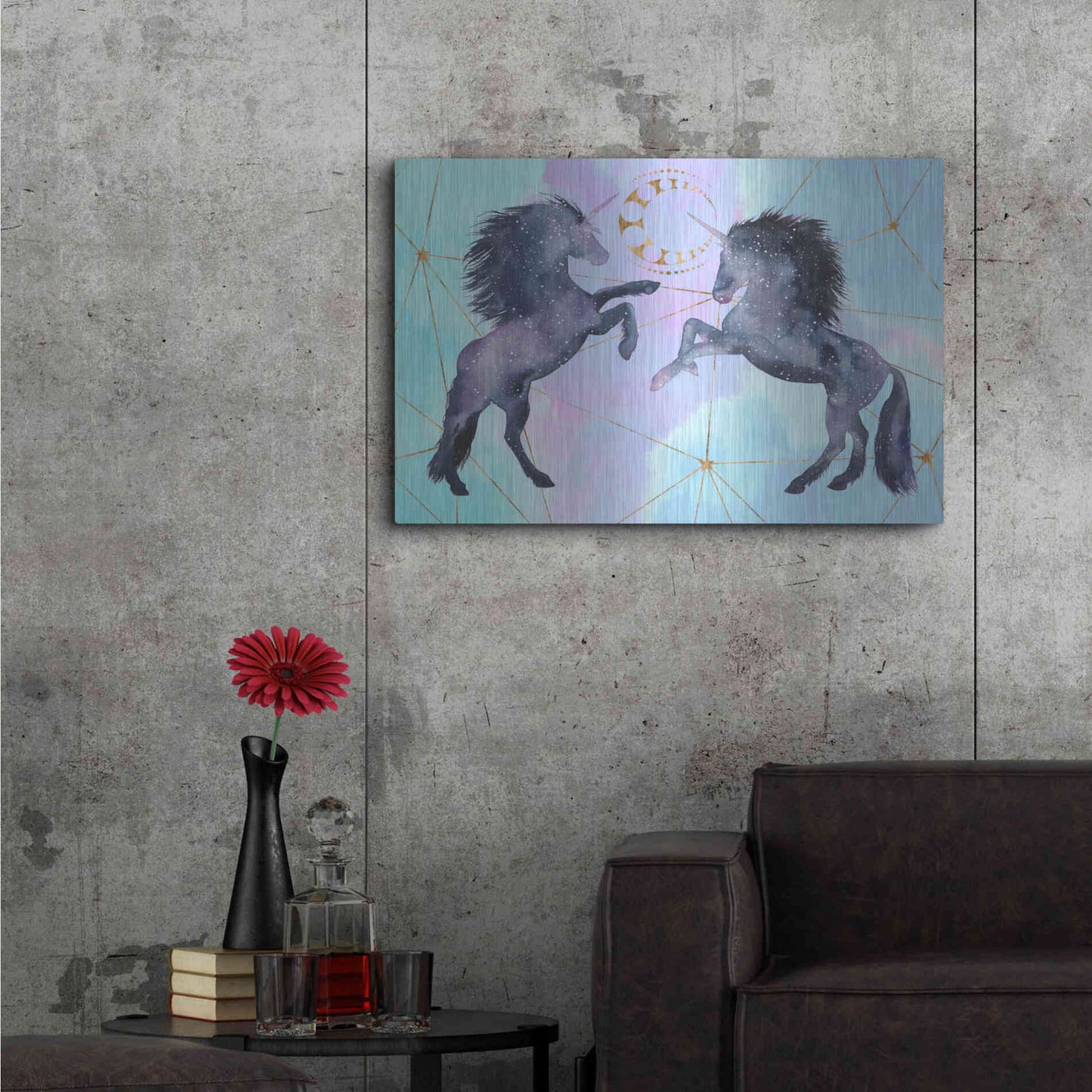 Luxe Metal Art 'Unicorn Universe Collection A' by Grace Popp Metal Wall Art,36x24