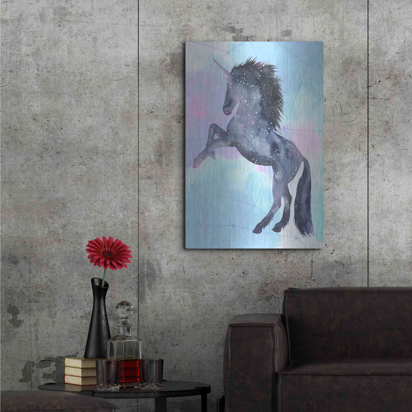 Luxe Metal Art 'Unicorn Universe IV' by Grace Popp Metal Wall Art,24x36