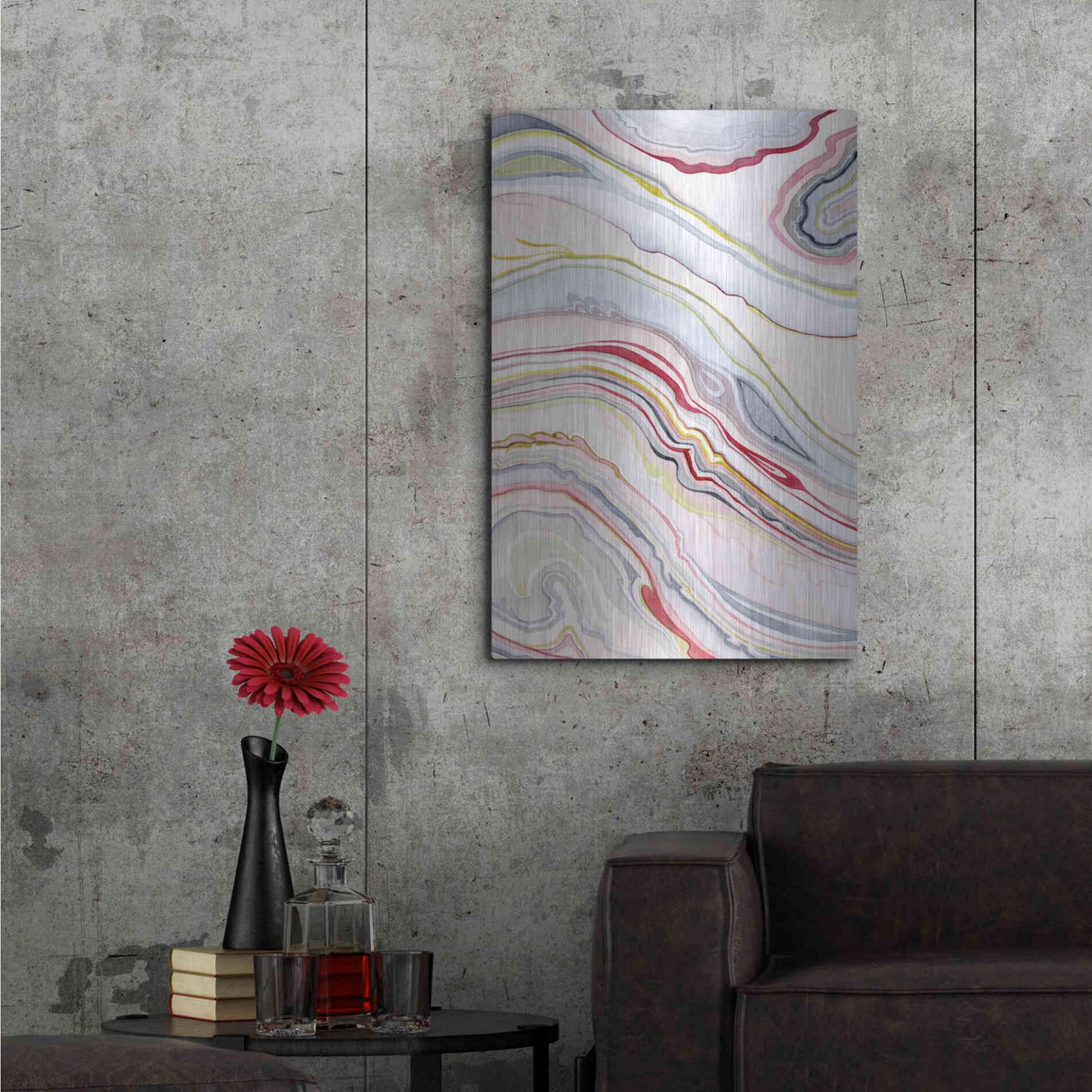 Luxe Metal Art 'Watercolor Marbling II' by Grace Popp Metal Wall Art,24x36