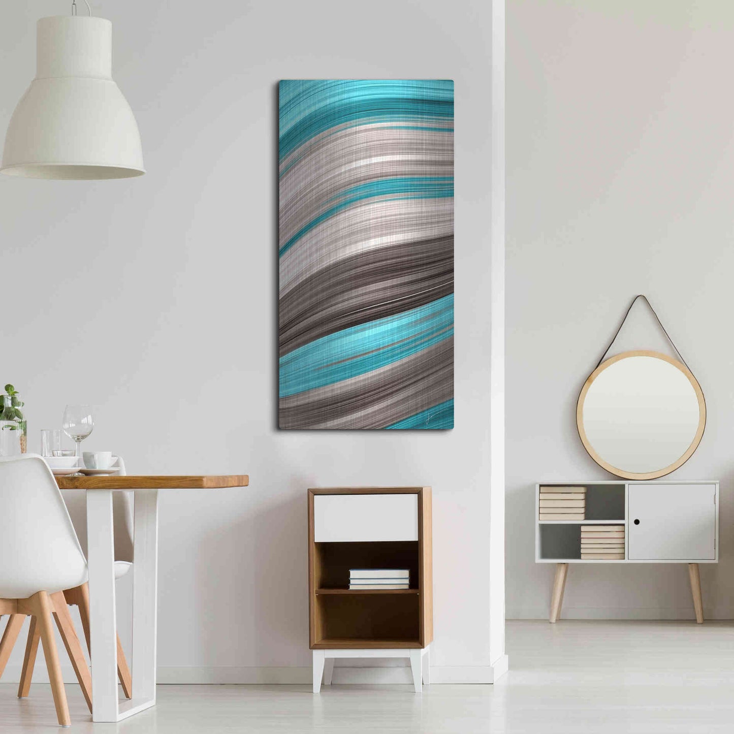Luxe Metal Art 'Aqua Sweep I' by James Burghardt, Metal Wall Art,24x48