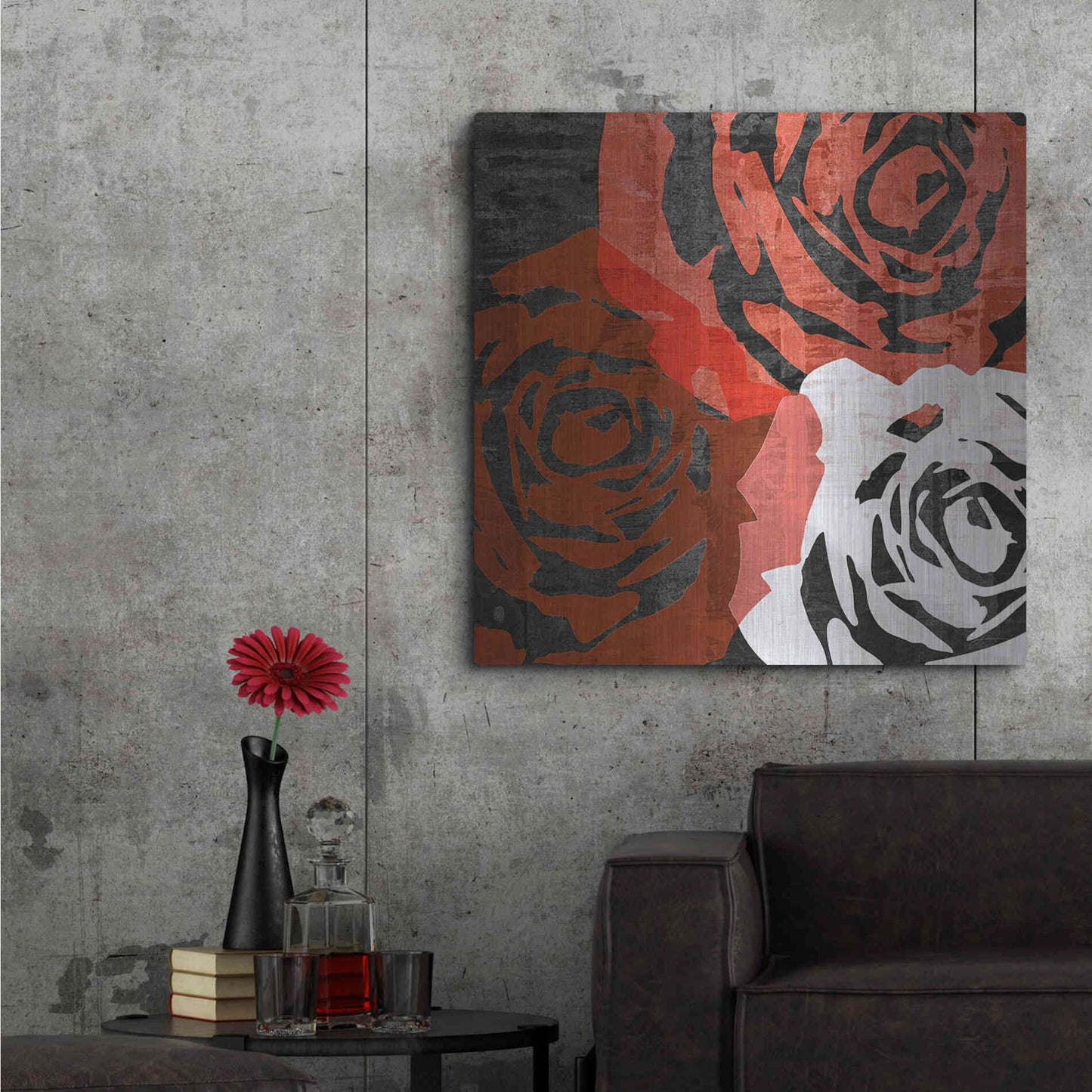 Luxe Metal Art 'Bloomer Squares VI' by James Burghardt, Metal Wall Art,36x36