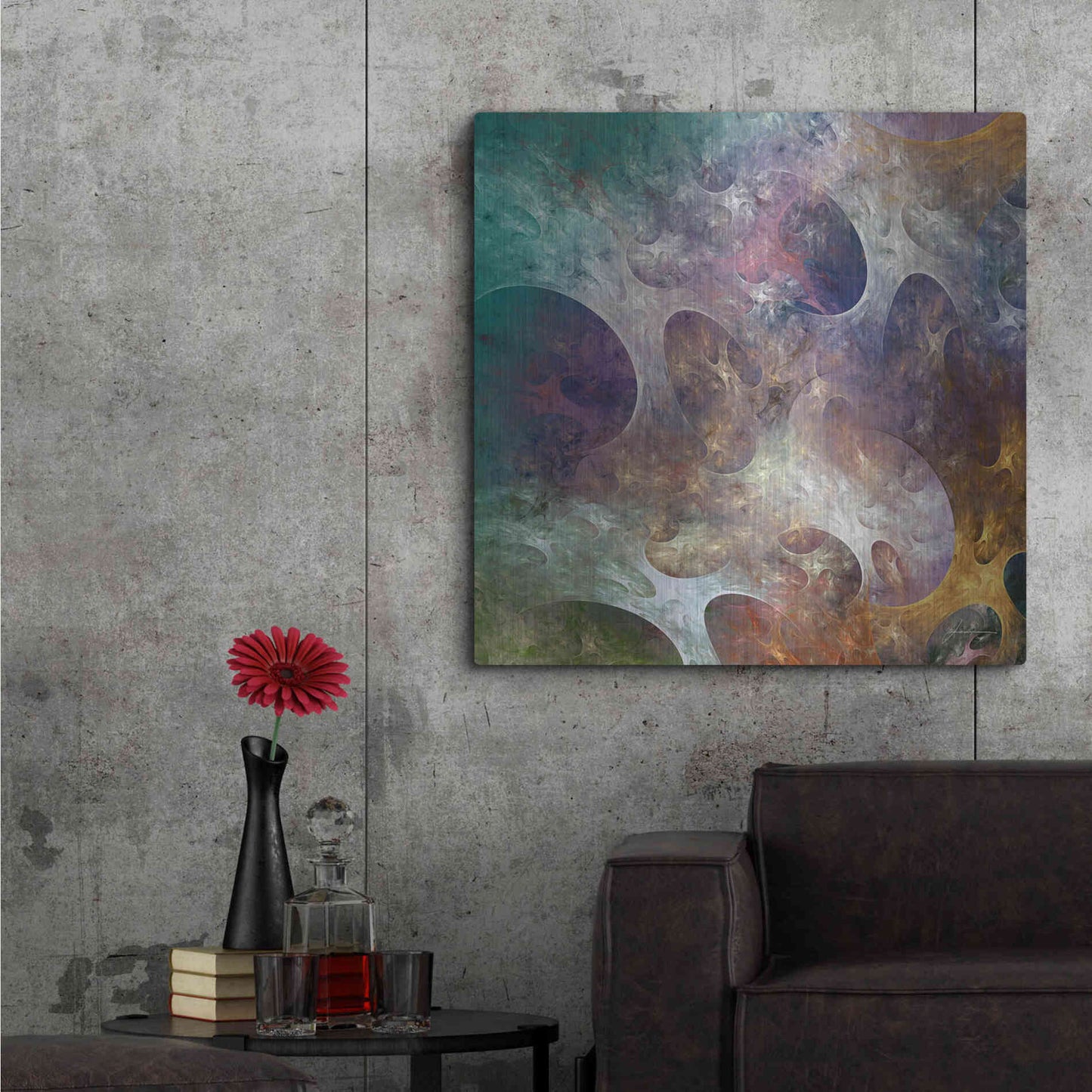 Luxe Metal Art 'Lunar Tiles IV' by James Burghardt, Metal Wall Art,36x36