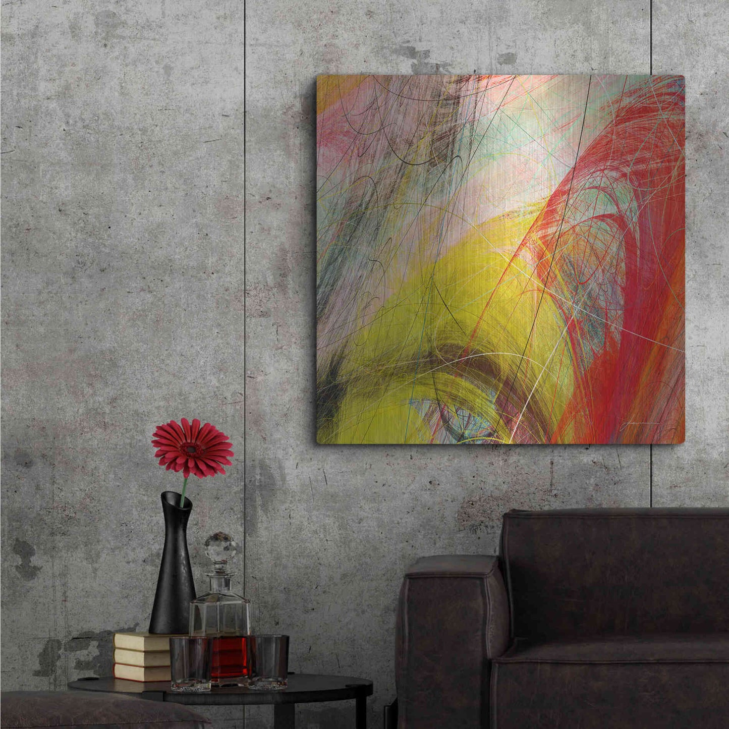 Luxe Metal Art 'String Tile I' by James Burghardt, Metal Wall Art,36x36