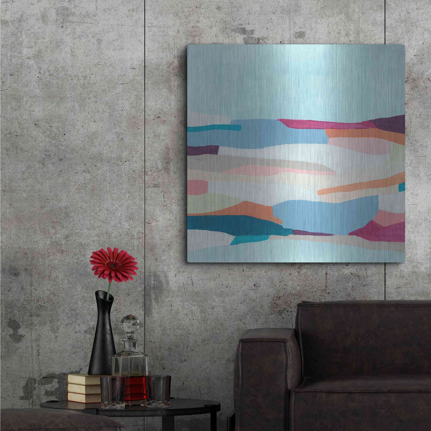 Luxe Metal Art 'Stratascape I' by June Erica Metal Wall Art,36x36