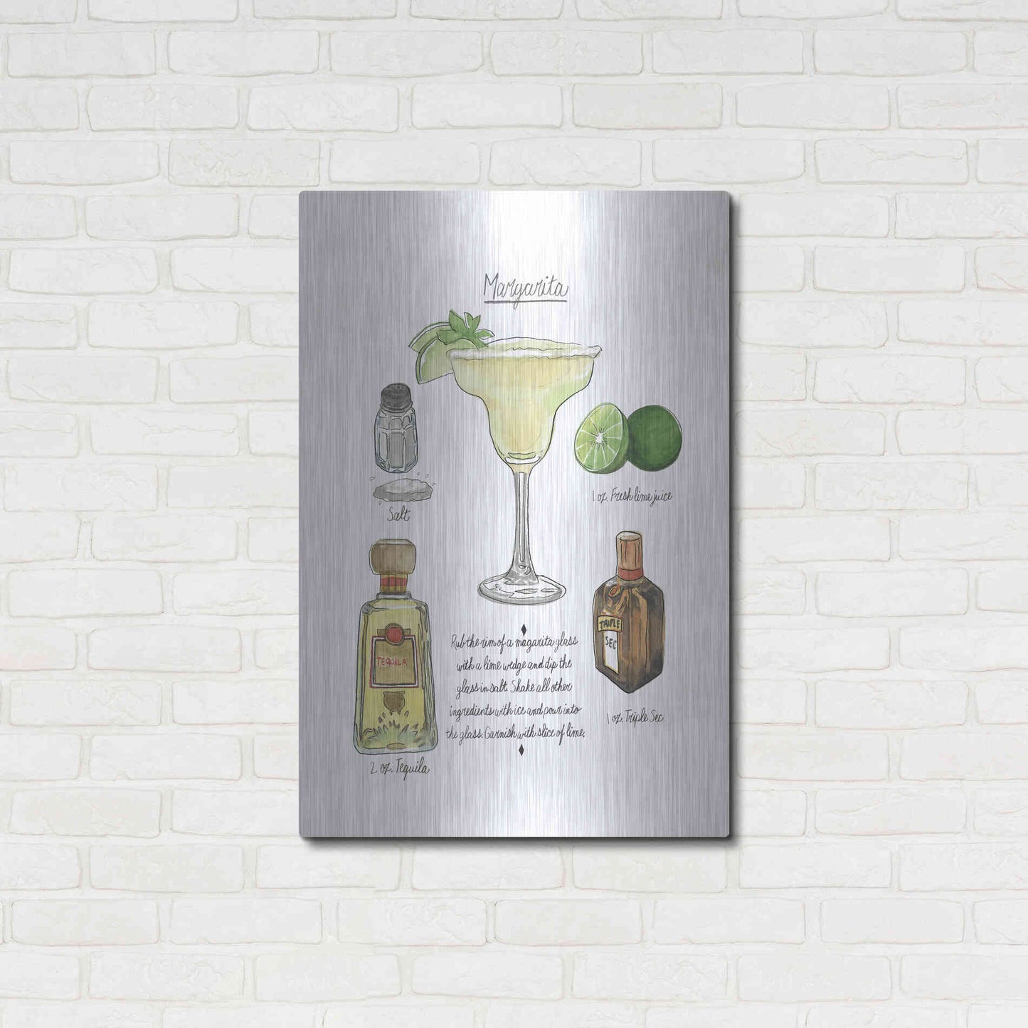 Luxe Metal Art 'Classic Cocktail - Margarita' by Naomi McCavitt, Metal Wall Art,24x36