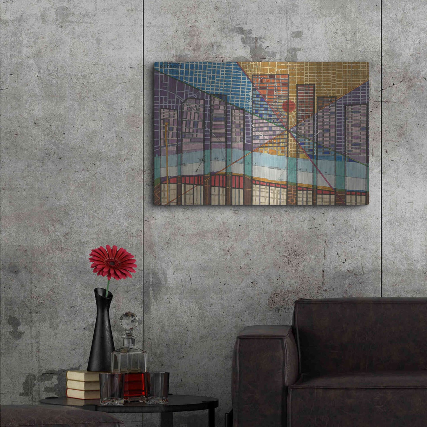 Luxe Metal Art 'Modern Map of Detroit' by Nikki Galapon Metal Wall Art,36x24