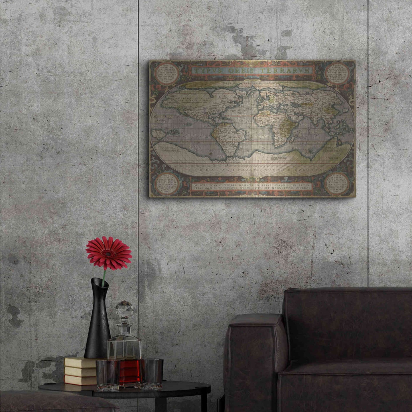 Luxe Metal Art 'Antique World Map 36x48' by Vision Studio Metal Wall Art,36x24
