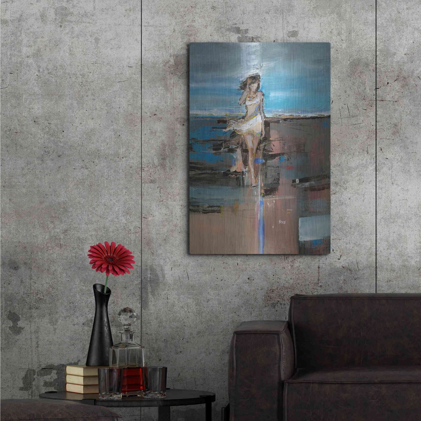 Luxe Metal Art 'Windy Beach' by Oscar Alvarez Pardo, Metal Wall Art,24x36